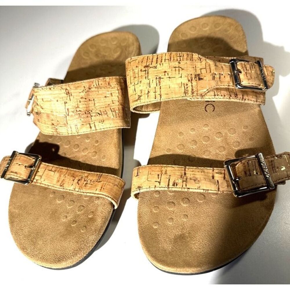 Vionic Womens Cork Sandals With Adjustable Straps & Cushioned Footbed